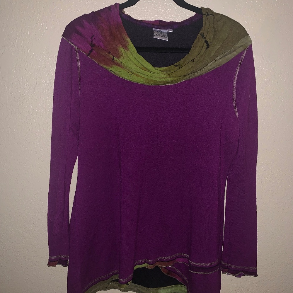 Parsley & Sage boho hippie cowl neck sweater